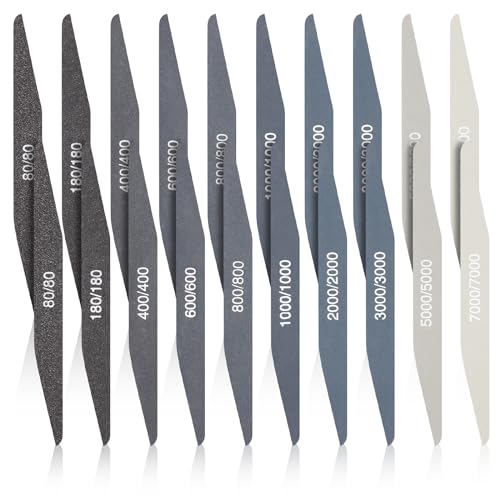 Honoson 20 Pcs Sanding Sticks for Plastic Models 3D Print Polishing Sticks Assorted Metal and Wood Sanding Tools Accessory for Model Craft Amateur Beginner(Low Grits Rating,Double Angle Shape) - style: Double Angle Shape