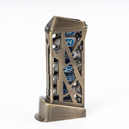 UDIXI Metal DND Bullet Dice Set, D&D Metal Bullet Polyhedral Dice Set Blue | 7PCS, Cool Style, Magazines Container and PU Leather Bag, for RPG Dungeons and Dragons Role Playing Games and Tabletop Games - color: Blue
