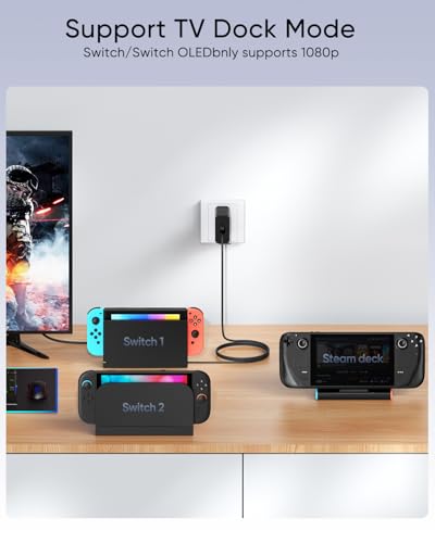 65W Fast Charger for Nintendo Switch 2, Steam Deck & ROG Xbox Ally,Xbox Rog X - PD3.0 Foldable AC Adapter with Cable, Switch 2 Charger Support TV Dock, [Original Steam Deck Charger Replacement] (5FT) - size: 5FT