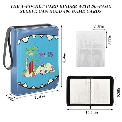 Cartoon Blue Card Binder, 4 Pocket Trading Card Holder with 50 Removable Sleeves, Zipper Card Binder Fits 400 Cards, Collection Card Storage Case Album Book Gifts - color: Cartoon