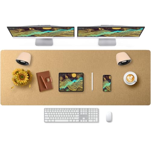 Bloss Gold Leather Desk Mat 47.2" x 16.9", Large Keyboard Pad for Desk, Desk Matt for Desktop, Waterproof Desk Pad Mat, Computer Mat for Office/Home/Decor - color: Copper Gold, size: 47.2" x 16.9"