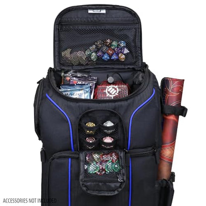 USA Gear MTG Backpack Compatible with Magic the Gathering Deck, Yu-Gi-Oh, MTG Decks & more - TCG Backpack MTG Bag with Shoulder Straps, Customizable Dividers, TCG Playmat Holder, Binder Space (Blue) - color: Blue