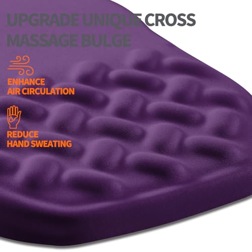 Ergonomic Slope Mouse Pad Wrist Support, Wrist Rest Mousepad for Carpal Tunnel Pain Relief with Massage Bulge and Slow Rebound Memory Foam (12x8 inch, Deep Purple) - color: Am030-deep Purple