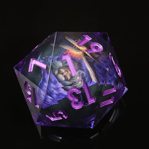 Mini Planet DND Sharp Edge Giant 50mm Dungeons and Dragons Chonk D20 Liquid Core Polyhedral RPG MTG Table Games Dice - color: Wise Witch E16