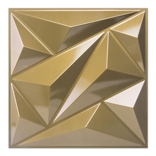 Art3dwallpanels 33 Pack 3D Wall Panel Diamond for Interior Wall Décor, PVC Textured Wall Panels, 12''x12'' Cover 32.Sq.Ft. Golden - color: Golden, size: 33 Pack