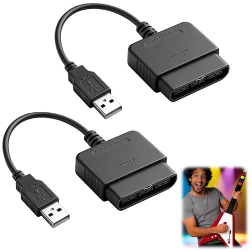 2Pcs PS2 Controller to USB Controller Adapter, Converter Cable | Compatible with Sony PlayStation PS1 PS2 Guitar Controller Gamepad to PC/PS3 [video game]
