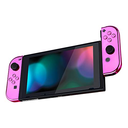 eXtremeRate DIY Replacement Shell Buttons for Nintendo Switch & Switch OLED, Chrome Pink Custom Housing Case with Full Set Button for Joycon Handheld Controller - Console Shell NOT Included - color: Chrome Pink