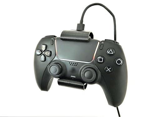 Controller Holder – Under Desk or Wall Mount Compatible with PS5 DualSense and Xbox Controllers | Quick Snap-in Design | Made in USA - color: Black, size: PS5
