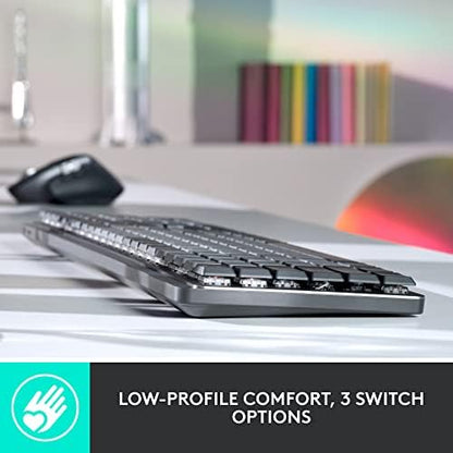 Logitech MX Mechanical Mini Wireless Illuminated Keyboard Linear Switches | USB-C, macOS, Windows, Linux, iOS, Android, Metal construction - size: Compact, style: Linear (smooth typing)