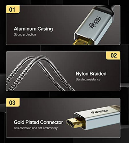 fairikabe HDMI 2.1 Cable 6.6ft, 8K HDMI Cables (2K 240Hz, 4K 120Hz 144Hz, 8K 60Hz) Long Cord, 48Gbps eARC HDR10 HDCP 2. 2 2.3 Braided HDMI Cable for PS5, Nintendo Switch, Xbox Series X, Apple TV Box