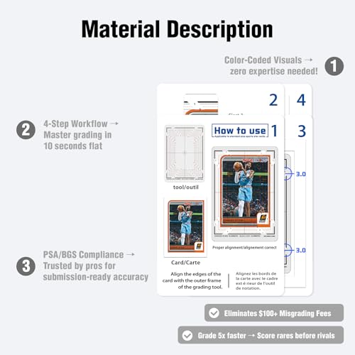Deyimmei Sports Cards Grading Kit with Thickness Measuring Card, Card Centering Grading Tool, Clarity Tool Set with LED, Sports Trading Cards Measuring Tools and Accessories