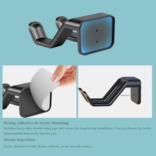 4PCS Controller Holder Wall Mount Headset Holder by Adhesive Screw | Controller mount headset stand for xbox series x/s, ps5, ps4, pc gaming stuff accessories with stable 3m adhesive - color: White (4 Pack)
