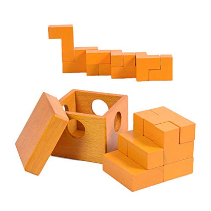 3D Wooden Cube Puzzles Wooden Brain Teaser Puzzle Gift Desk Puzzles Geometric Intellectual Jigsaw Logic Puzzle Educational Games Toy for Kids and Adults by AHYUAN