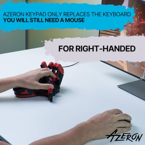 AZERON Cyborg Gaming Keypad – Programmable One Handed Keyboard for PC Gaming – with Analog Thumbstick and 29 Programmable Keys – 3D Printed Keypad – for Righties (Black)