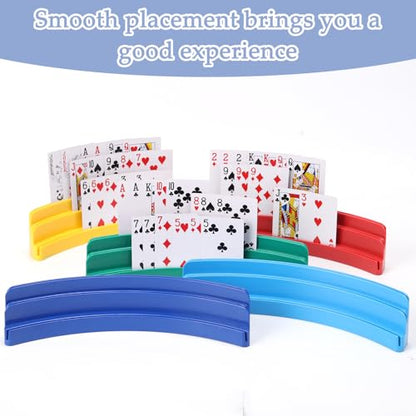 Three-Layer Design Playing Cards Holders，Playing Card Holder for Kids Adults Hands Free Card Holder for Family Card Game Nights Poker Parties - color: Blue-black(2pack)