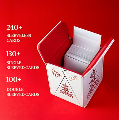 SleeveChief - ORIGINAL China To Go! Trading Card Deck Box | vegan leather & Holo Design | MTG commander deck box & for ALL other trading card games | fits 100 double Sleeved Cards