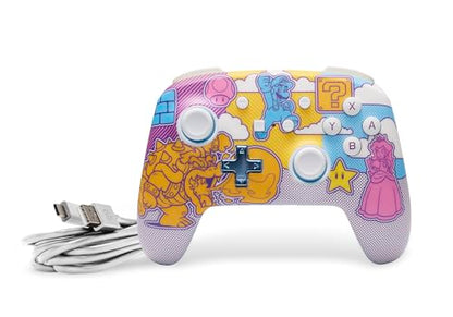 PowerA Enhanced Wireless Controller for Nintendo Switch- Mushroom Kingdom Pop Art, Switch Lite/Switch-OLED Model, Nintendo Switch 2, Gamepad, game controller, Bluetooth controller - color: Mushroom Kingdom Pop Art
