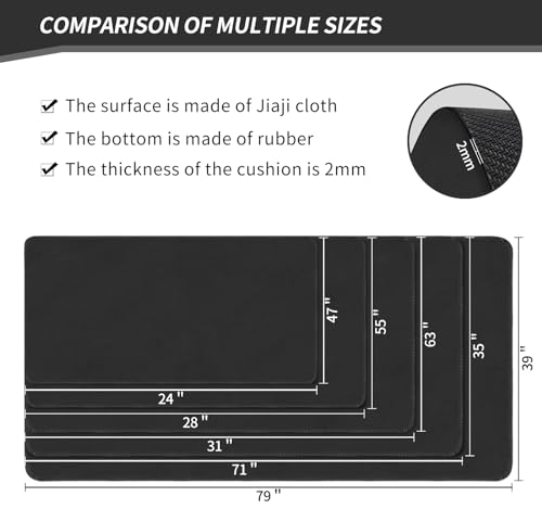 Large Tabletop Game Playmat,Poker Mat，Water and Stain Resistant Non-Slip Desk Mat,Mahjong Mat,Card and Roleplaying Games MAT Thick Stitched Edge Cushioned Rubber Mat(160 * 80cm*2mm) Black - color: Black, size: 160 x 80 x 0.2 cm