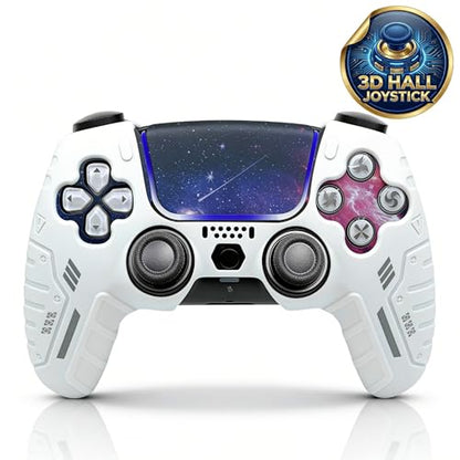 NexoGame Wireless Controller for PS5 with 3D Hall Effect Joysticks, Bluetooth 5.0 Gamepad with Motion Control, Dual Vibration, USB C Rechargeable Design, Compatible with PS5 Console and Windows PC Gaming (Galaxy White) - color: Galaxy White