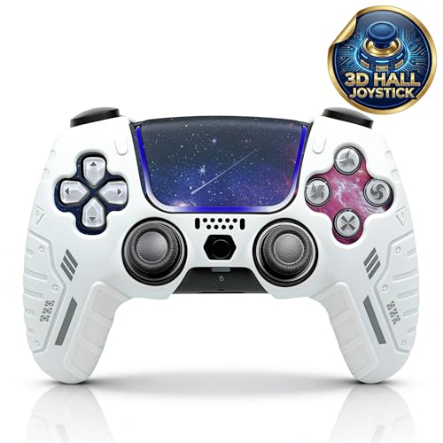 NexoGame Wireless Controller for PS5 with 3D Hall Effect Joysticks, Bluetooth 5.0 Gamepad with Motion Control, Dual Vibration, USB C Rechargeable Design, Compatible with PS5 Console and Windows PC Gaming (Galaxy White) - color: Galaxy White