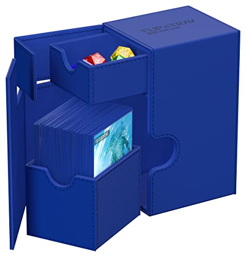 Ultimate Guard Flip'n'Tray 80+, Deck Case for 80 Double-Sleeved TCG Cards + Dice Tray, Blue, Independent Magnetic Closure & Microfiber Inner Lining - color: Blue, size: 80+
