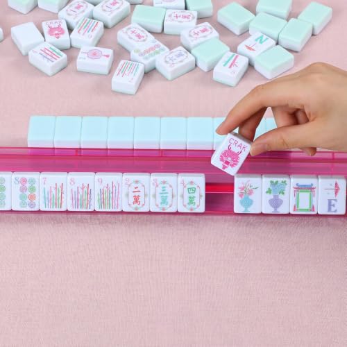 Simgoing 160 Pcs 1.2 Inch American Mahjong Sets Mahjong Tiles Melamine Engraved Multi-Layer Mah Jong Ideal for Home & Party Games, Tiles Only(Modern,Mint Green) - color: Mint Green, style: Modern