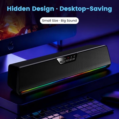 Bluetooth 5.1 Sound Bar Speaker for Computer,USB Plug & Play RGB Sound Bar Speaker Gaming Speakersr Desktop Speaker,PC Speaker,Laptop Speaker,Tablet Speaker
