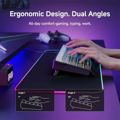 SEUNKWANG F61 60% Gaming Keyboard Wired, RGB Backlit Membrane Keyboard with PBT Keycaps, Compact Design, Lanyard Wired Keyboard for Mac/Win (Gradient Black, Wired) - color: Gradient Black