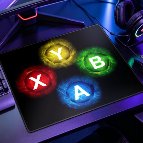 Gamepad Button Big Mouse Pad Large, Gaming Controller‌ Mouse Pad Desk Pad, Long Computer Keyboard Mouse Mat Mousepad with Non-Slip Base and Stitched Edge for Gaming and Office (XYAB, 12.6" x 10.6") - color: XYAB, size: 12.6L x 10.6W inches