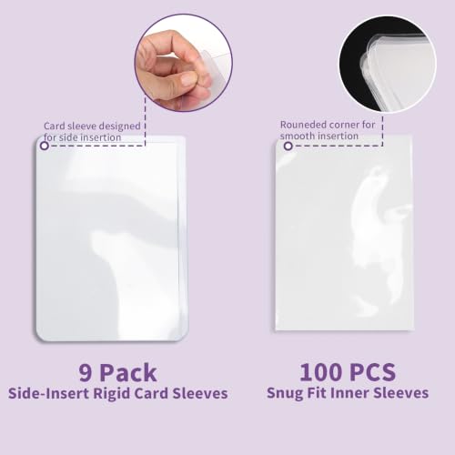 Fire-Resistant Trading Card Binder 9 Pocket, 540 Capacity | Black Card Album for MTG, TCG, and Other Game Cards, with 9 Rigid Card Holders and 100 Snug Fit Sleeves
