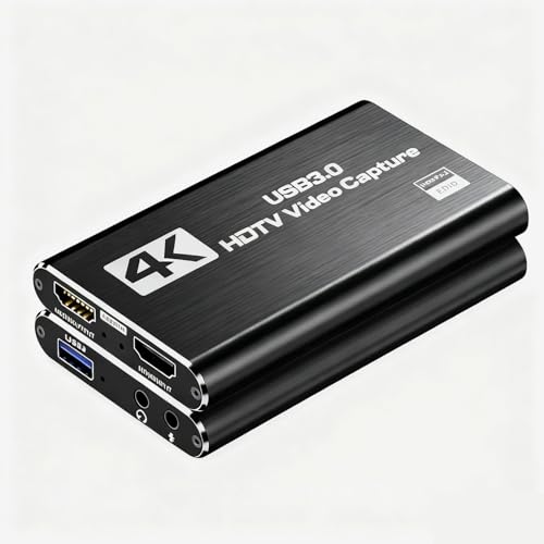4K Video Capture Card, USB 3.0 HDMI Game Recording Device, Black