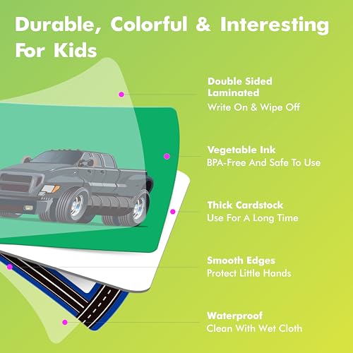 Hebayy Truck Matching Game, 72 PCS Traffic Memory Matching Cards for Toddlers 36 Pairs Transportation Memory Cards Educational Toys for Preschool Boys & Girls 4 5 6 Years Old - style: Truck