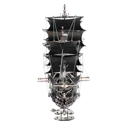 Black Pirate Ship 3D Metal Puzzle for Adults, 300+PCS 3D Metal Ship Model Building Kit, 3D Ship Puzzle Kit Steampunk Ship Jigsaw Assembly Model, DIY Craft Kit Gift