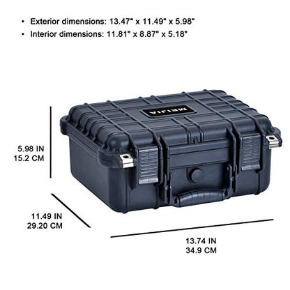 MEIJIA All Weather IP67 Waterproof Hard Camera Case,Hard Protective Case,Hard Case with Customizable Foam,Fit Use of Drones,Camera,Equipments,Pistols(Black,13.35 x11.63x5.98inches) - color: Black, size: 13.35 x11.63x5.98inches