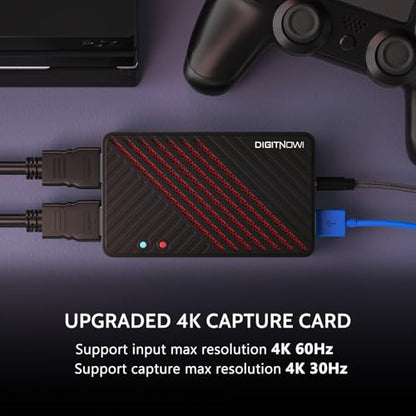 4K Video Capture Card, HDMI to USB3.0 Live Gamer Capture Card Full HD 1080P 60fps, Ultra-Low Latency for Streaming and Recording, Work with Nintendo Switch, PS5, PS4, Xbox One, PC