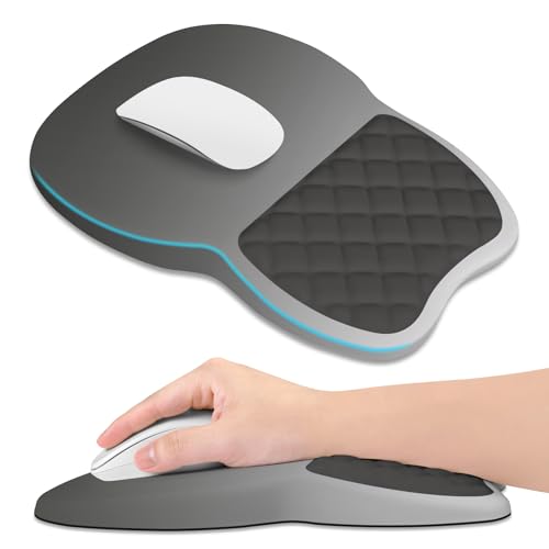 ITNRSIIET Ergonomic Mouse Pad Wrist Support with Memory Foam Massage Bulge & Non-Slip PU Base, Carpal Tunnel Pain Relief, Prevent Wrist Sweating, 12 x 8 x 1.2 inch, Gray Gradient - color: Gray Gradient