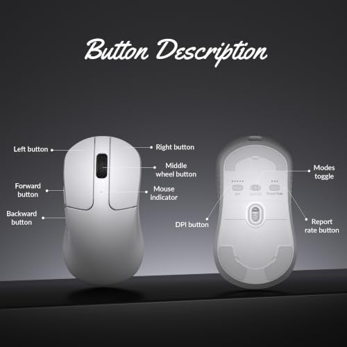 Keychron M3 Mini Wireless Optical Mouse, Bluetooth 5.2/2.4 GHz/Wired Gaming Mouse, Programmable PixArt 3311 Sensor with up to 12,000 DPI/ 300 IPS, Lightweight Ergonomic for Windows Mac Linux - White - color: White, style: PixArt 3311 (1K Polling Rate)
