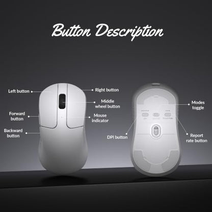 Keychron M3 Mini Wireless Optical Mouse, Bluetooth 5.2/2.4 GHz/Wired Gaming Mouse, Programmable PixArt 3311 Sensor with up to 12,000 DPI/ 300 IPS, Lightweight Ergonomic for Windows Mac Linux - White - color: White, style: PixArt 3311 (1K Polling Rate)
