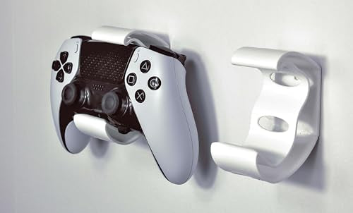 Controller Holder – Under Desk or Wall Mount Compatible with PS5 DualSense and Xbox Controllers | Quick Snap-in Design | Made in USA - color: White, size: PS5