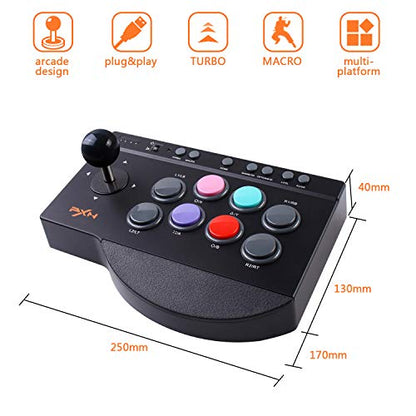 PXN Arcade Fight Stick Joystick for PC Switch Nintendo,Xbox Series X|S, PC,PS4,PS3,Xbox One,Android TV Box,Windows,with USB Port,Turbo & Macro Functions Arcade Controllers