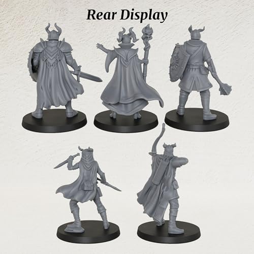 AUSPDICE Fantasy Human Miniatures28mm Dungeon Masters RPG Gift AS1002 | Unpainted Tabletop RPG Miniature Game Figures Set of 5pcs 1:56 Scale Minis Figurine Pack Great