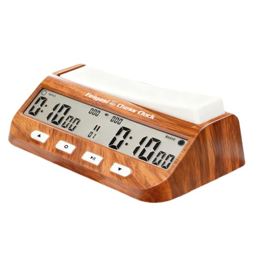 Chess Clock, Competition Specific Chess Timer, Portable Digital Electronic Large Screen Chess Clock,Suitable for Timers in Chess, Go, Checkers, and Other Board Games (Wood Grain Color) - color: Wood Grain Color