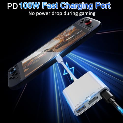 Switch 2 Dock, Portable USB-C Docking Station with HDMI2.1/4K 120Hz, PD 100W Charging, USB Port, Travel TV Dock for Switch/Steam Deck/ROG Ally X/Laptop