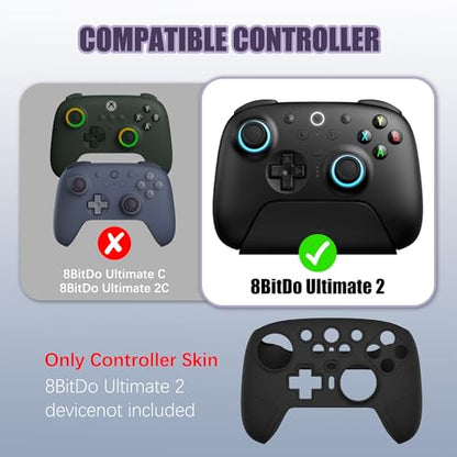 FIOPAZ Silicone Skin Cover for 8Bitdo Ultimate 2, Dust/Sweat-Resistant Protective Case for 8bitdo Ultimate 2 Bluetooth/Wireless Controller Accessories, Black - color: Black