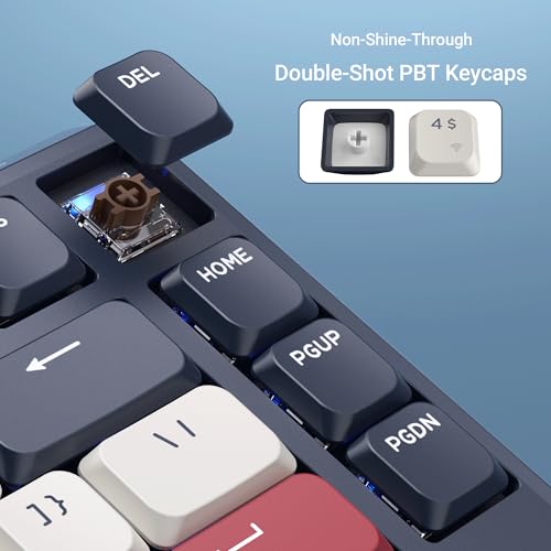 Keychron KJ1 Low Profile Wireless Mechanical Keyboard, 2.4 GHz Bluetooth QMK 75% Layout RGB, Hot-swappable Brown Switch Compatible with Mac Windows Linux, 2000mAh Fast Charge for Gaming - Dark Blue - color: Brown Switch