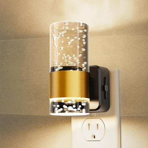 L LOHAS LED Night Lights Plug into wall, Soft Light Night Light with Adjustable Brightness, Plug in Night Light with Auto Light Sensor, Wall Sconce-Style Design Nitelight for Bathroom,Hallway, 1 Pack - color: Gold Ring-3000K, size: 1 Pack