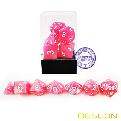 Bescon Moonstone Dice Set Peachy, Bescon Polyhedral RPG Dice Set Moonstone Effect - color: Peachy