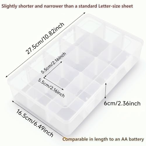 Umirokin 2 Pack 15 Grids Clear Plastic Organizer Box with Adjustable Dividers, Craft Storage Containers for Jewelry, Beads, Screws, Tackle Box, Washi Tapes, Small Parts Organizer for Arts and Crafts - size: 15 Girds 2 Packs