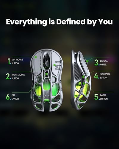 GravaStar Mercury M1 Pro Tri-Mode Wireless Gaming Mouse | Magnesium Alloy • Ergonomic Comfort • PAW3395 Sensor • 200H Battery • 5 Programmable Buttons - color: Gray