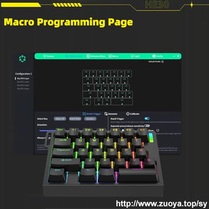 HE30 Rapid Trigger Gaming Keyboard,One-Handed Magnetic Switch Hall Effect RGB HotSwap Custom Mechanical Keyboard Adjustable Actuation,8kHz Hyper Polling Rate Mini Macro Gasket Keypad (Black)